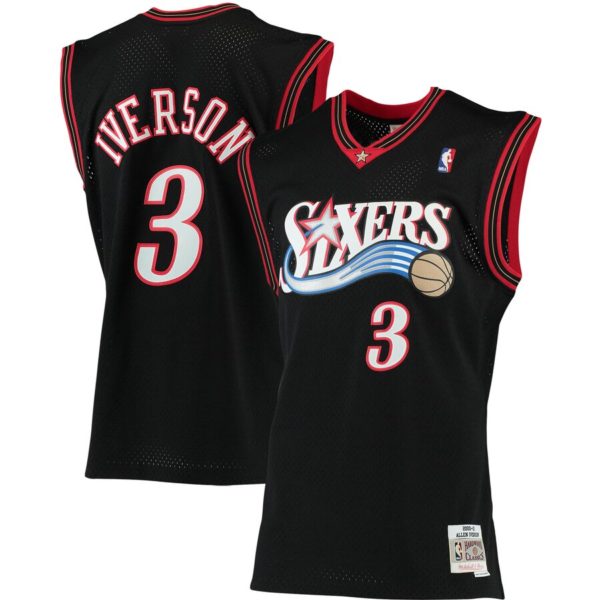 Allen Iverson Jersey - Black by Hardwood Classics