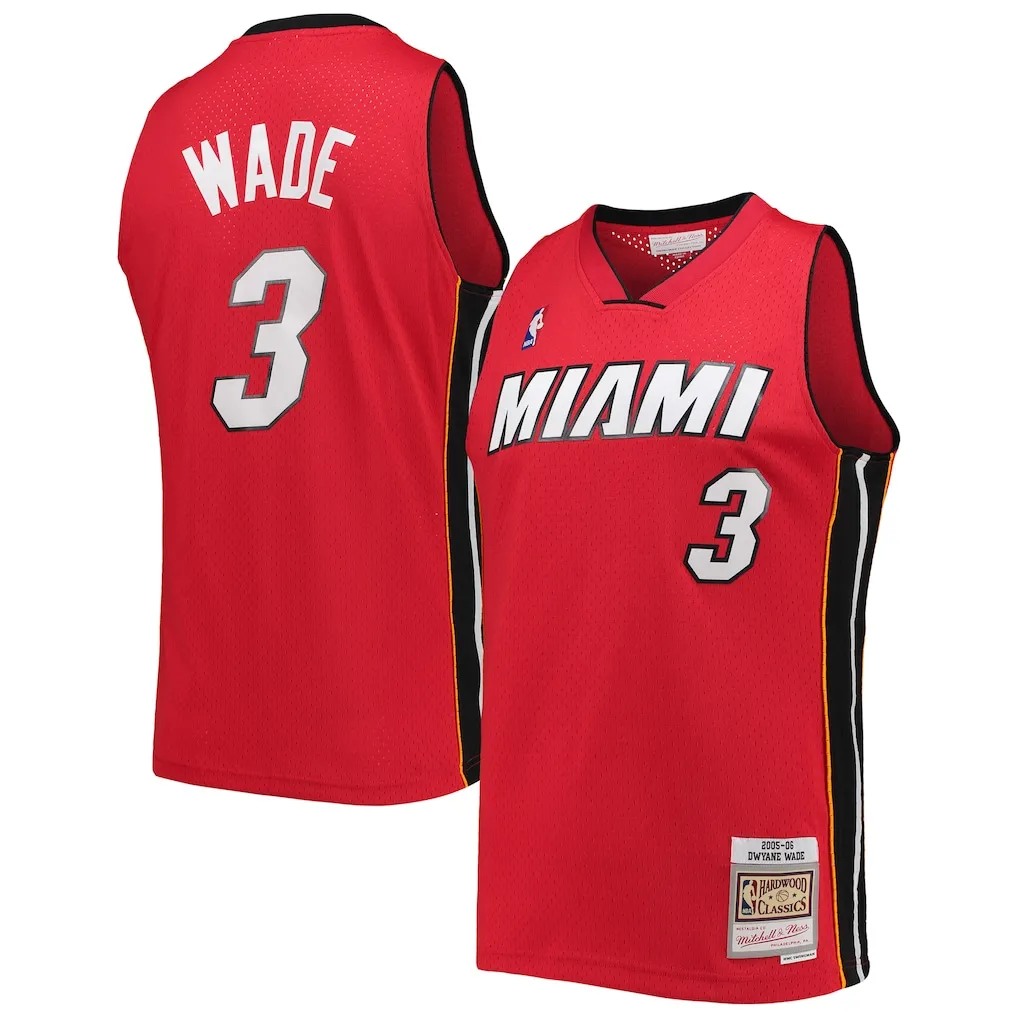 Dwyane Wade Jersey in S-6X, XLT-5XLT by Mitchell and Ness